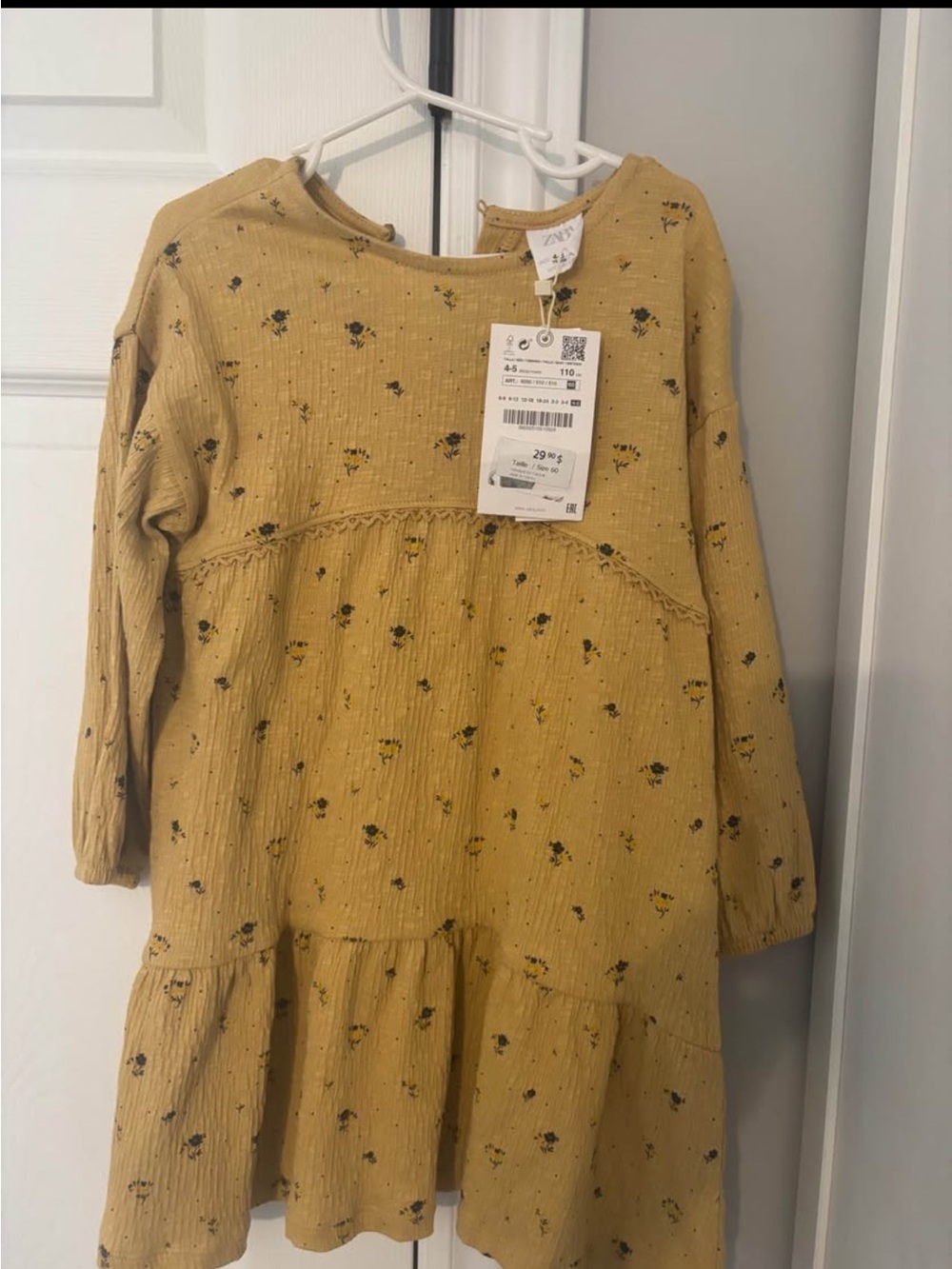 ZARA 4-5T long sleeve floral dress